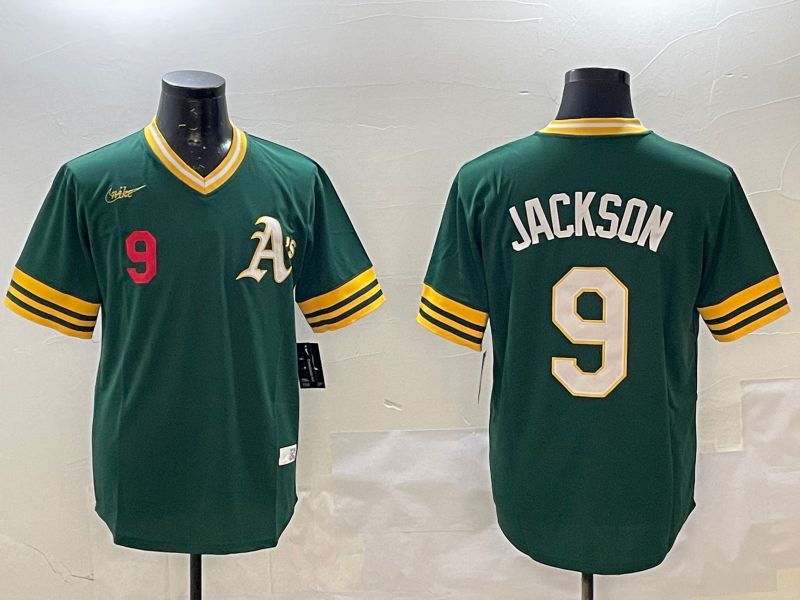 Men Oakland Athletics #9 Jackson Green Throwback 2025 Nike MLB Jersey style 3->oakland athletics->MLB Jersey